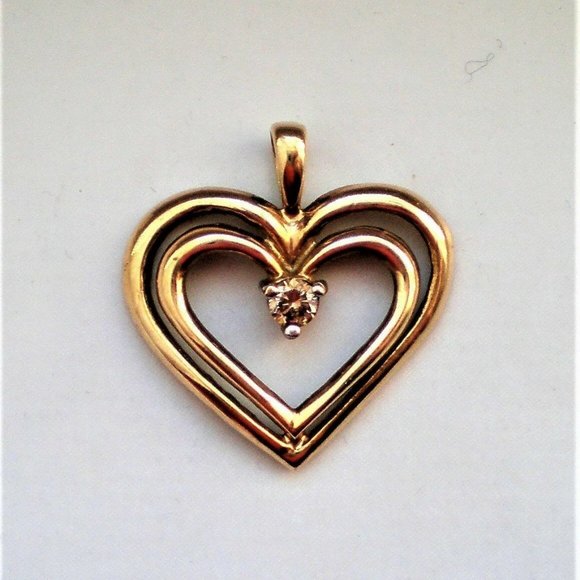 Vintage Solid 10K Yellow Gold Fancy Brown Diamond Open...